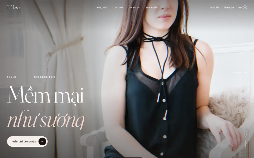 Giao diện website LUNE Studio — Thời trang nữ