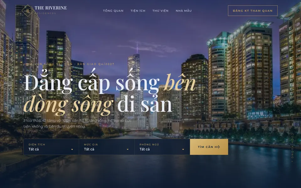 Giao diện website The Riverine Residences