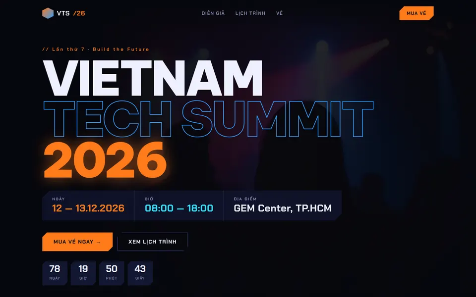 Giao diện website Vietnam Tech Summit 2026