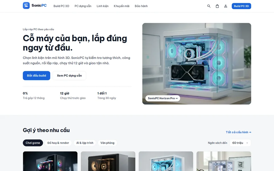 SonicPC — Build PC 3D & cửa hàng linh kiện