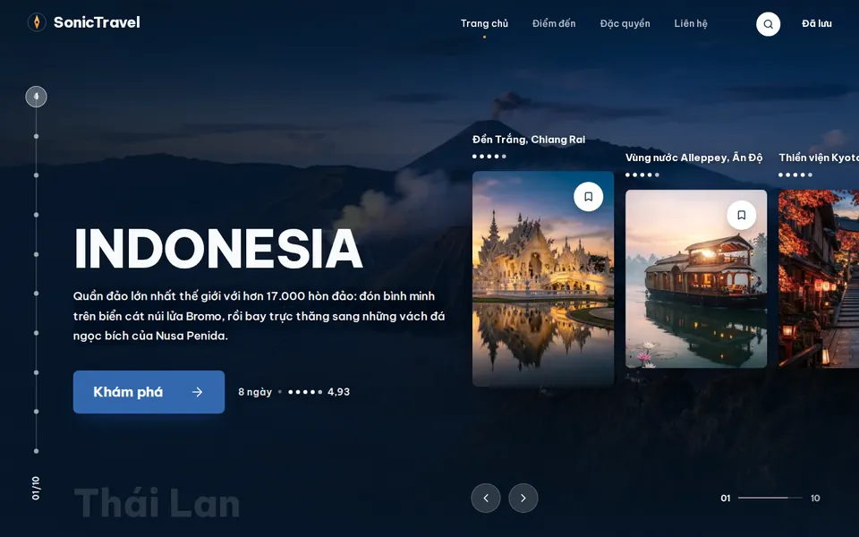 Giao diện SonicTravel — Website travel, đặt tour du lịch